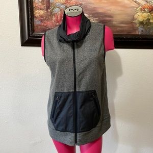 Under Armour Coldgear Infrared Cowl Neck Fleece Knit Vest Jacket Lg Black Gray